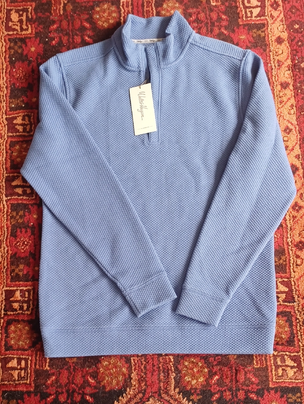 Walter Hagen Light Blue Half-Zip Textured Pullover
